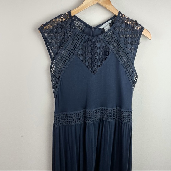 H&M Navy Crocheted Maxi Dress Medium - Picture 3 of 15